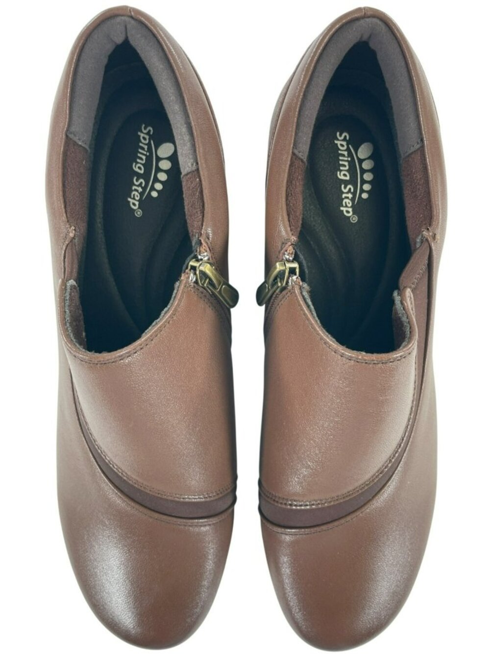 Spring Step Klay Pump Brown Leather Low Heel Zipper Shoes Women's Sz 8.5 NEW - Picture 6 of 11